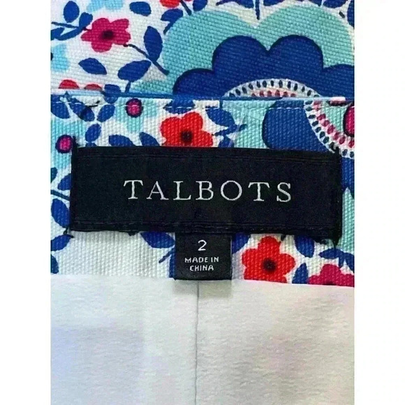 TALBOTS WOMEN'S GEO-DAISIES STRETCH COTTON CANVAS SKIRT - Picture 5 of 7